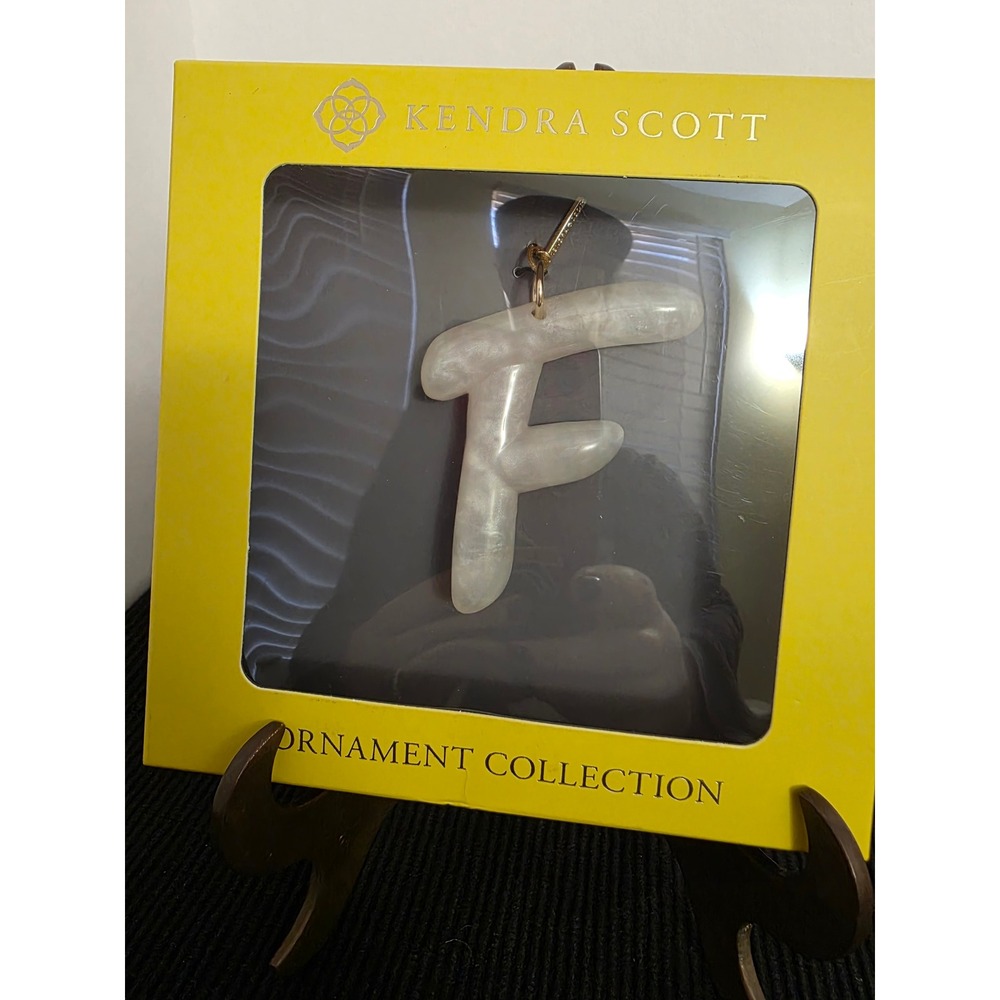 Kendra Scott Initial F Ornament Gold Pearlized Resin‎ Ivory
